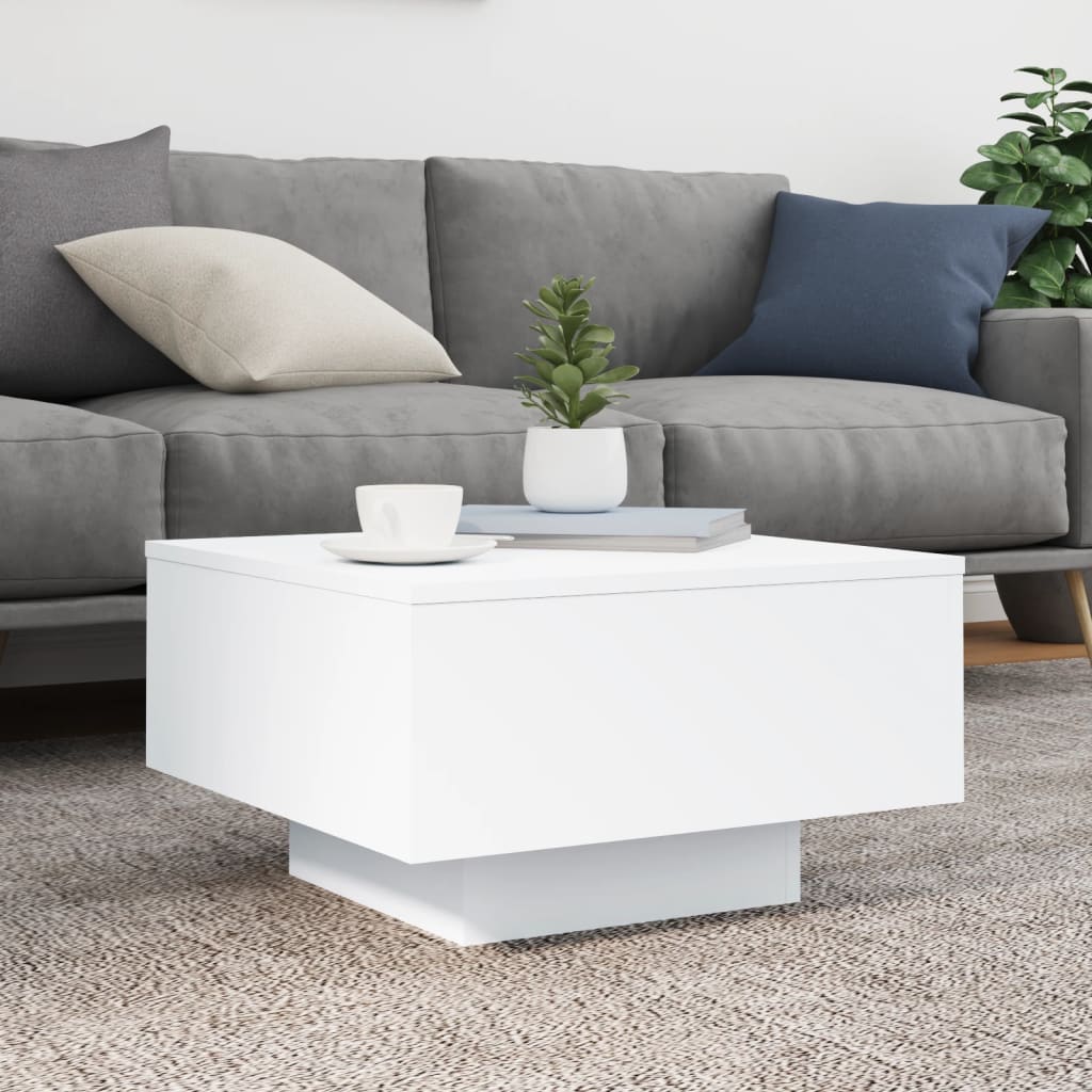Table basse blanc 55x55x31 cm bois d’ingénierie - Tables basses