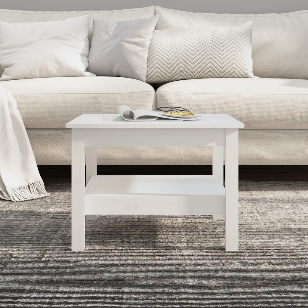 Table basse Blanc 55x55x40 cm Bois massif de pin - Tables basses