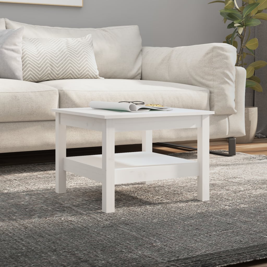 Table basse Blanc 55x55x40 cm Bois massif de pin - Tables basses