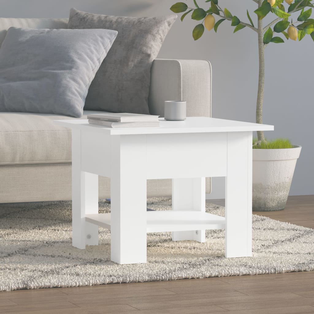 Table basse blanc 55x55x42 cm bois d’ingénierie - Tables basses
