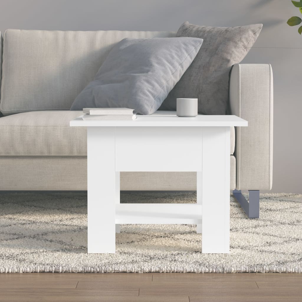 Table basse blanc 55x55x42 cm bois d’ingénierie - Tables basses