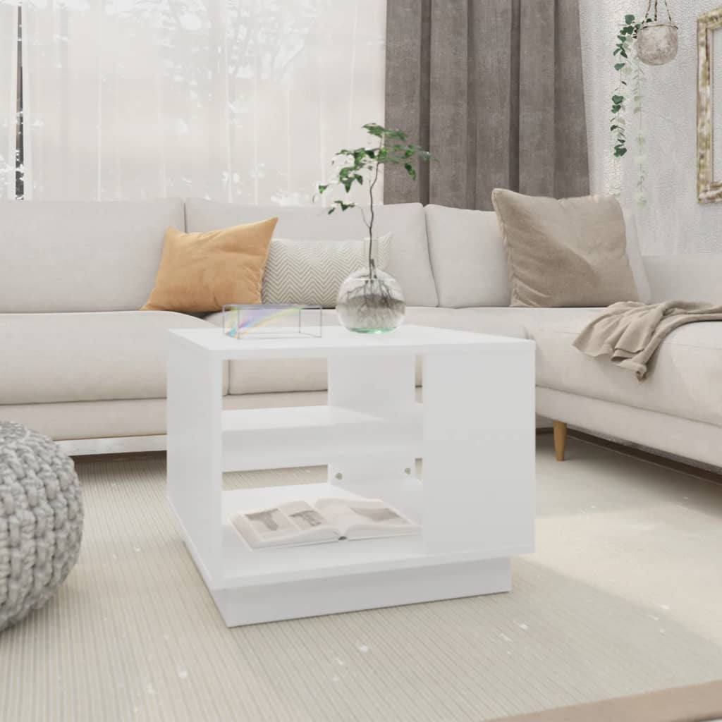 Table basse blanc 55x55x43 cm bois d’ingénierie - Tables basses
