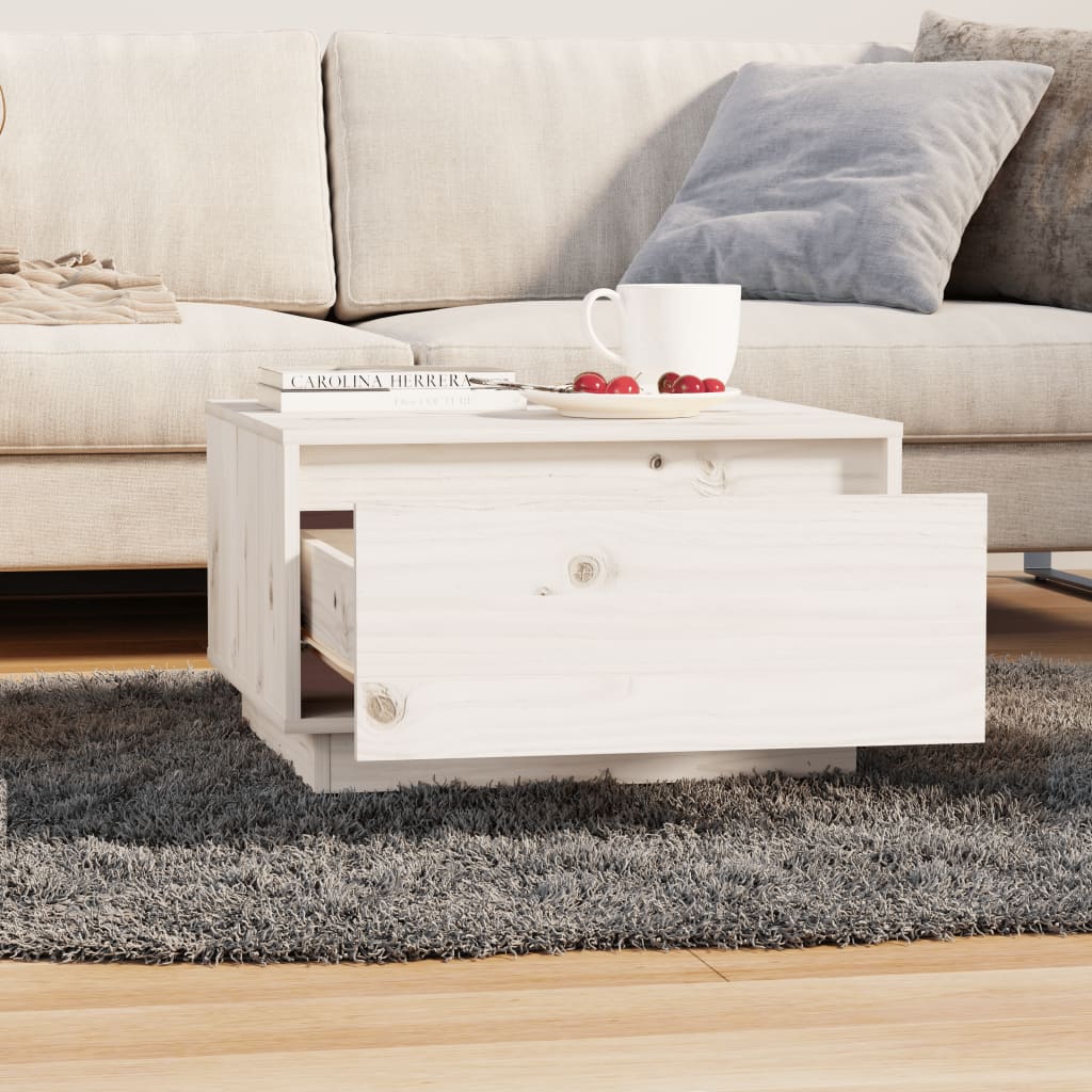Table basse Blanc 55x56x32 cm Bois massif de pin - Tables basses
