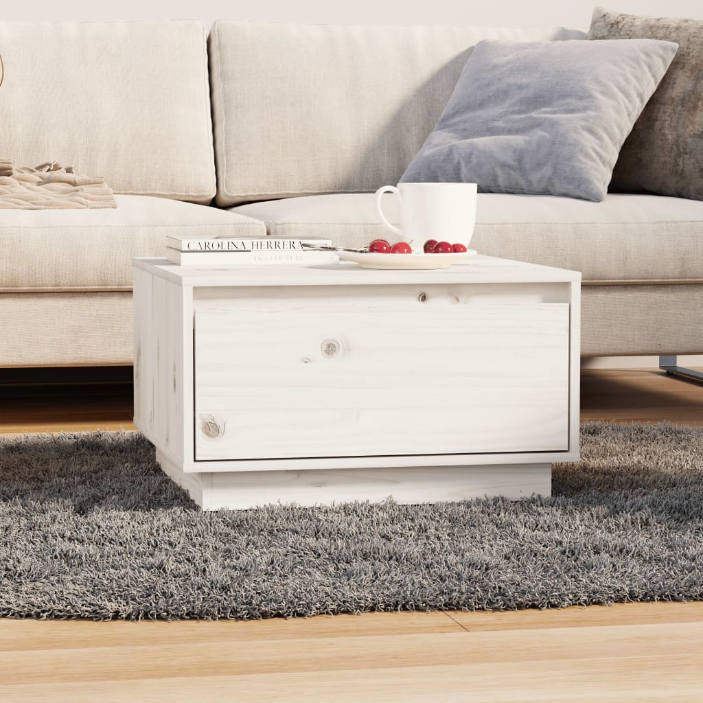 Table basse Blanc 55x56x32 cm Bois massif de pin - Tables basses