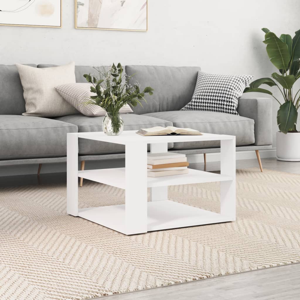 Table basse blanc 59,5x59,5x40 cm bois d’ingénierie - Tables basses