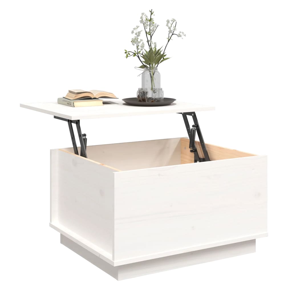 Table basse Blanc 60x50x35 cm Bois massif de pin - Tables basses