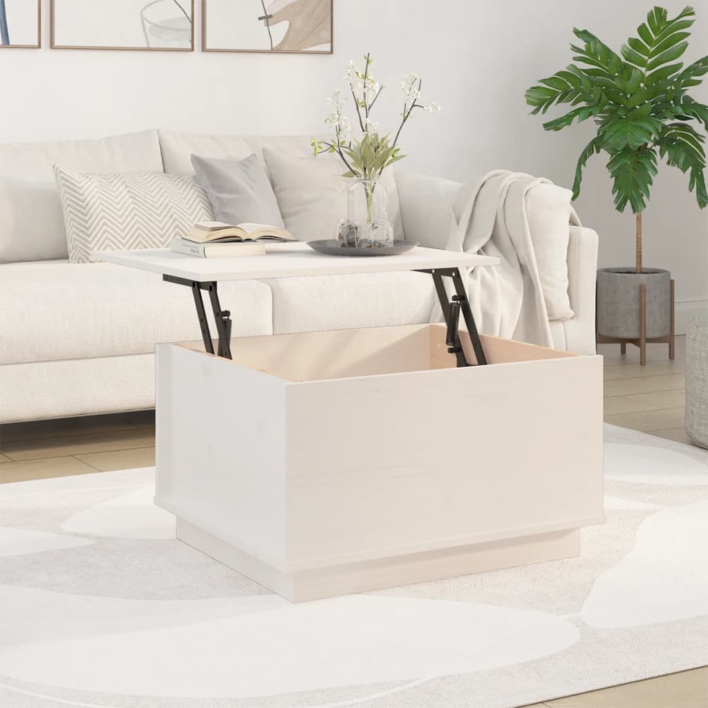 Table basse Blanc 60x50x35 cm Bois massif de pin - Tables basses