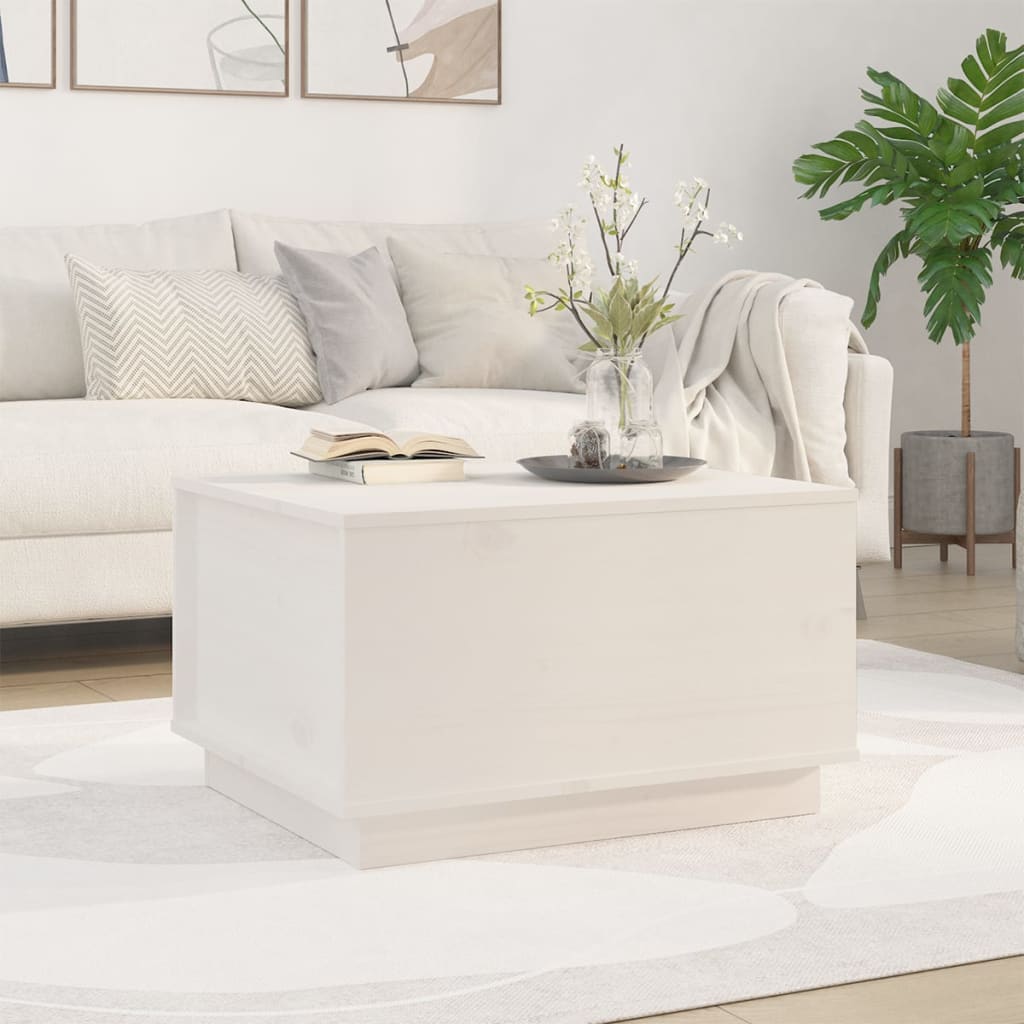 Table basse Blanc 60x50x35 cm Bois massif de pin - Tables basses