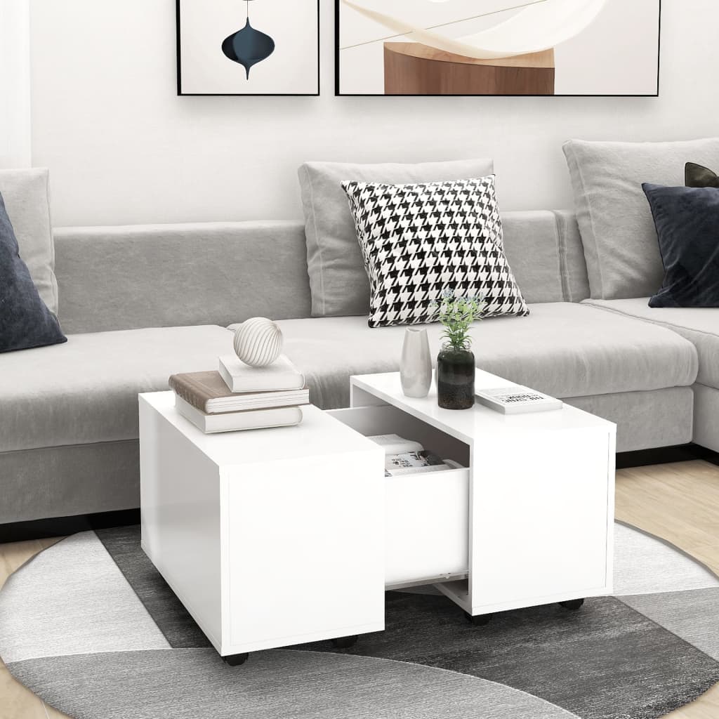 Table basse blanc 60x60x38 cm bois d’ingénierie - Tables basses