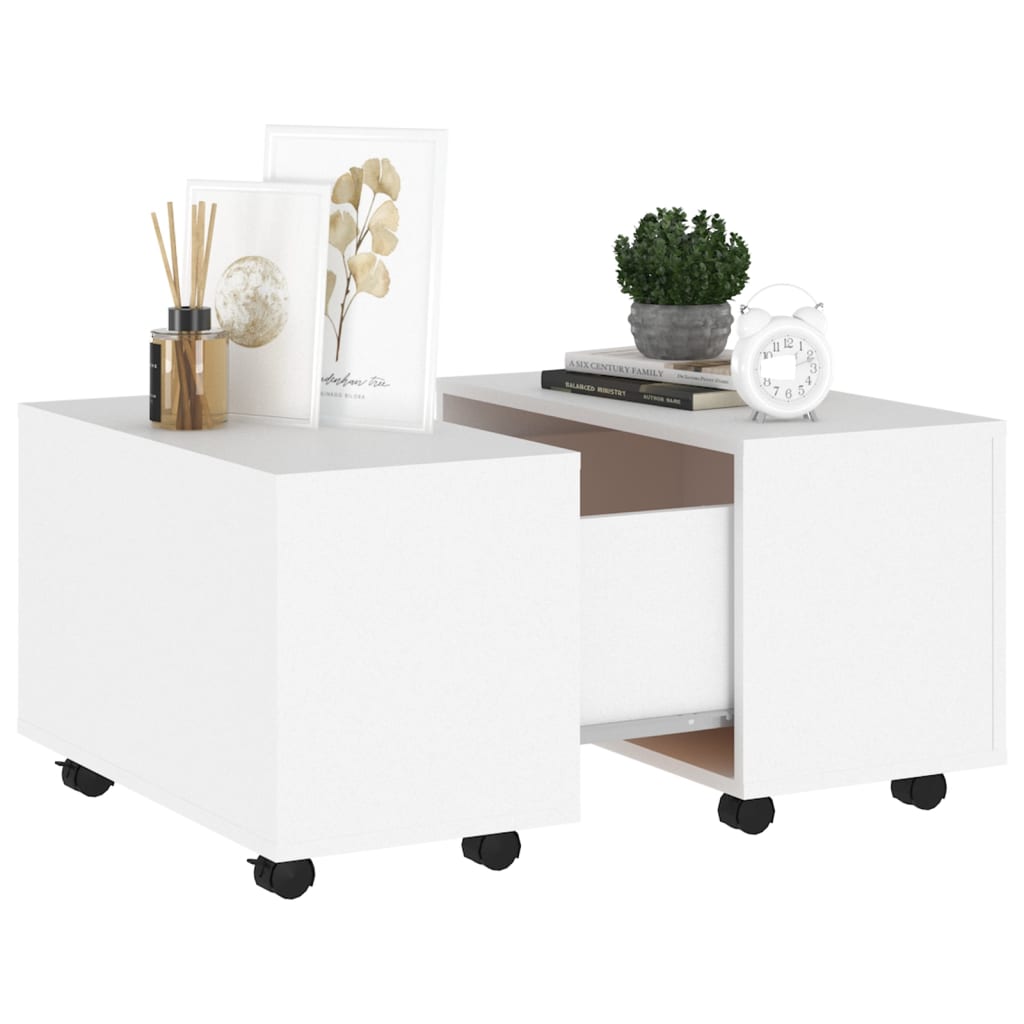 Table basse blanc 60x60x38 cm bois d’ingénierie - Tables basses