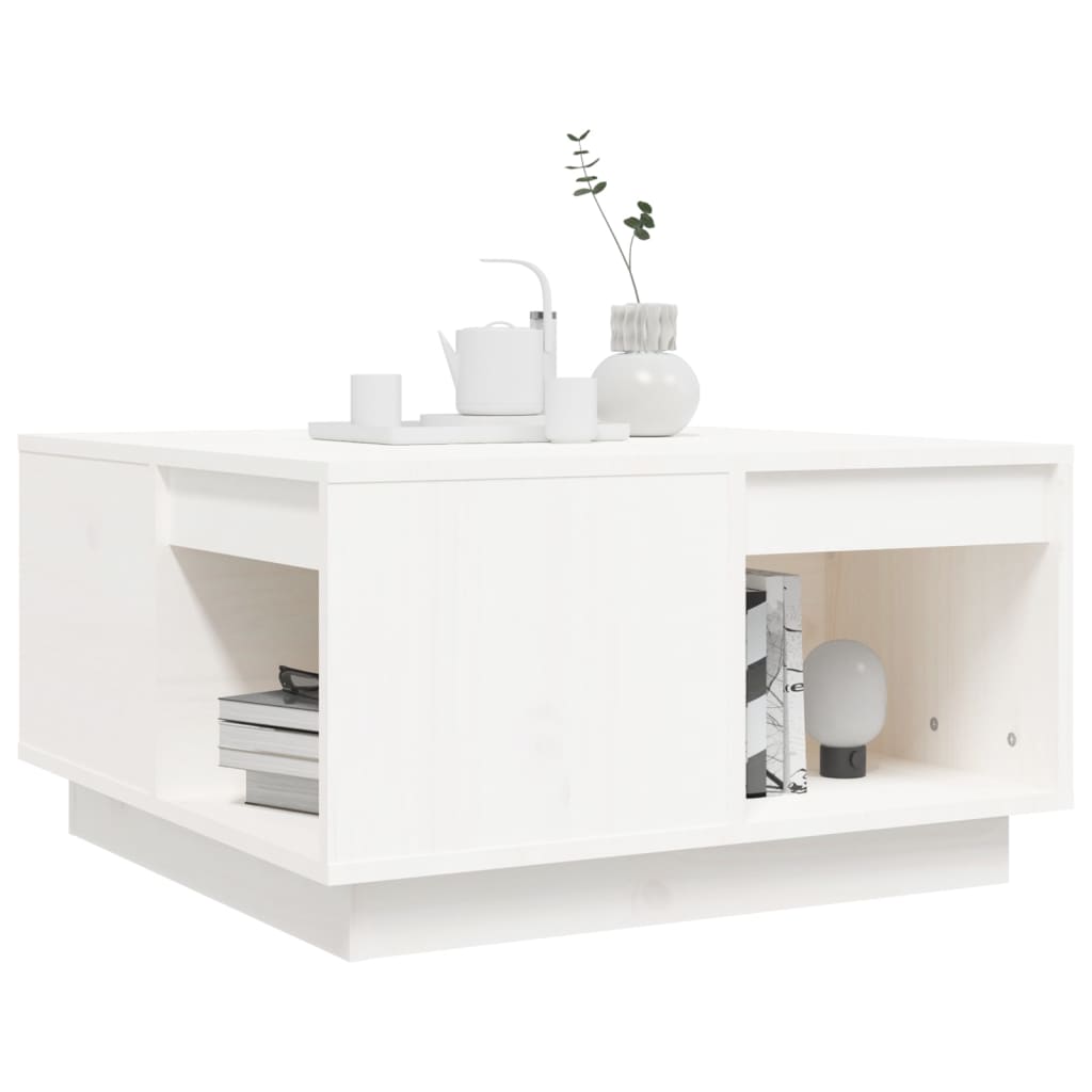 Table basse Blanc 60x61x32,5 cm Bois massif de pin - Tables basses