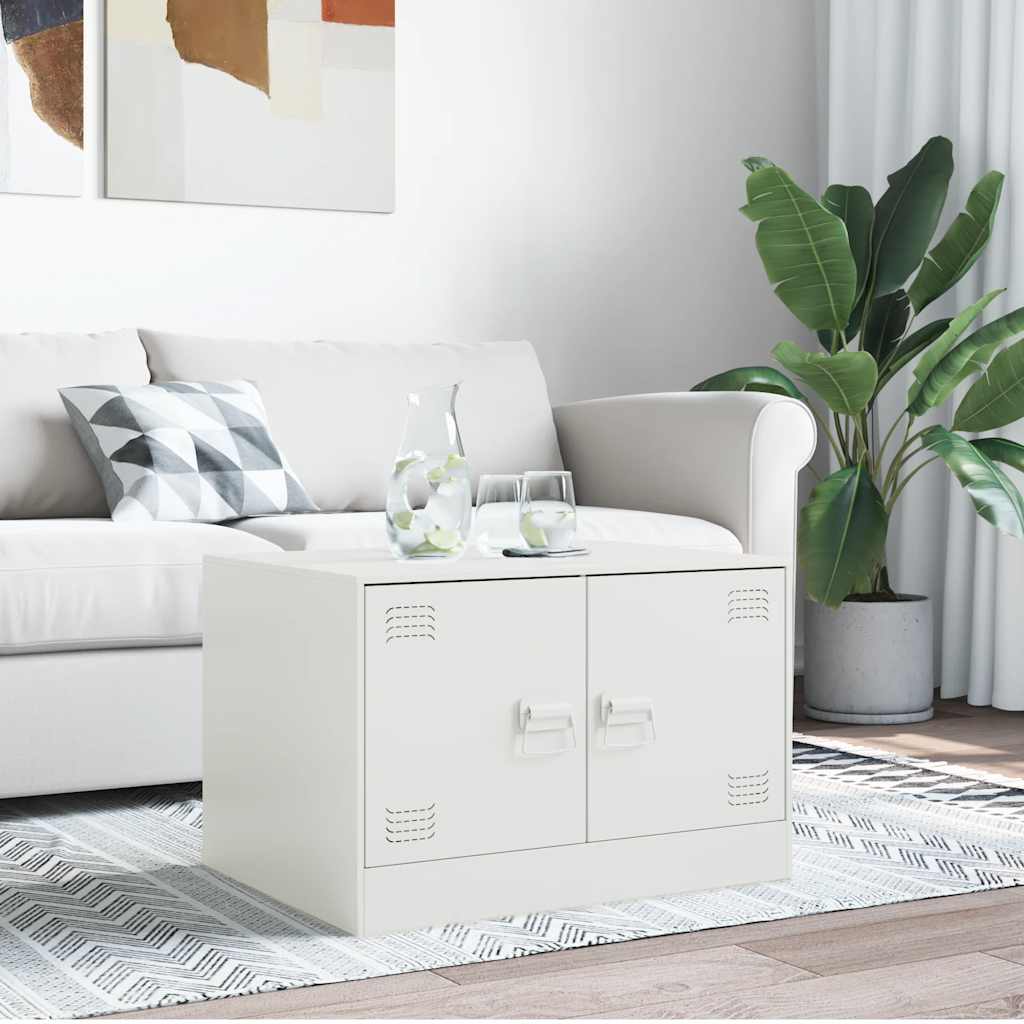 Table basse blanc 67x50x44 cm acier - Tables basses