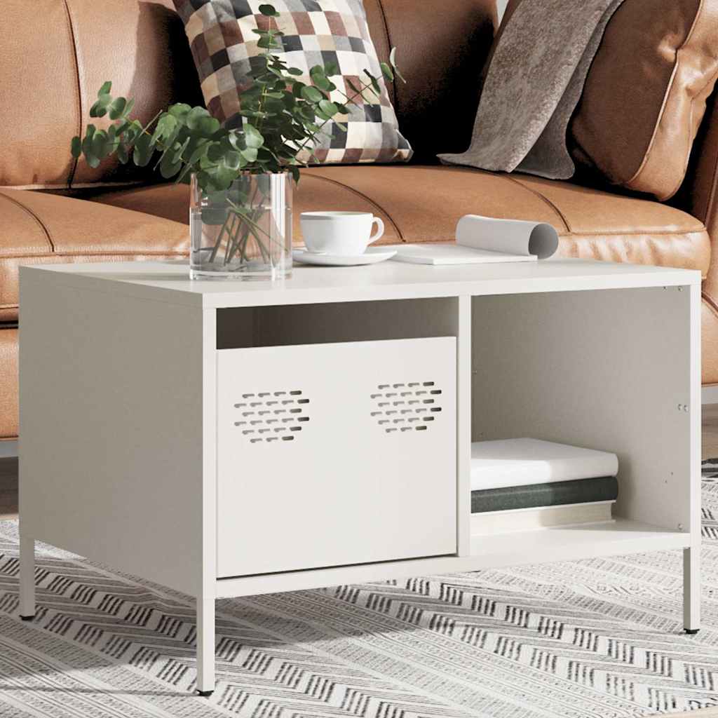 Table basse blanc 68,5x50x43,5 cm acier laminé à froid - Tables basses