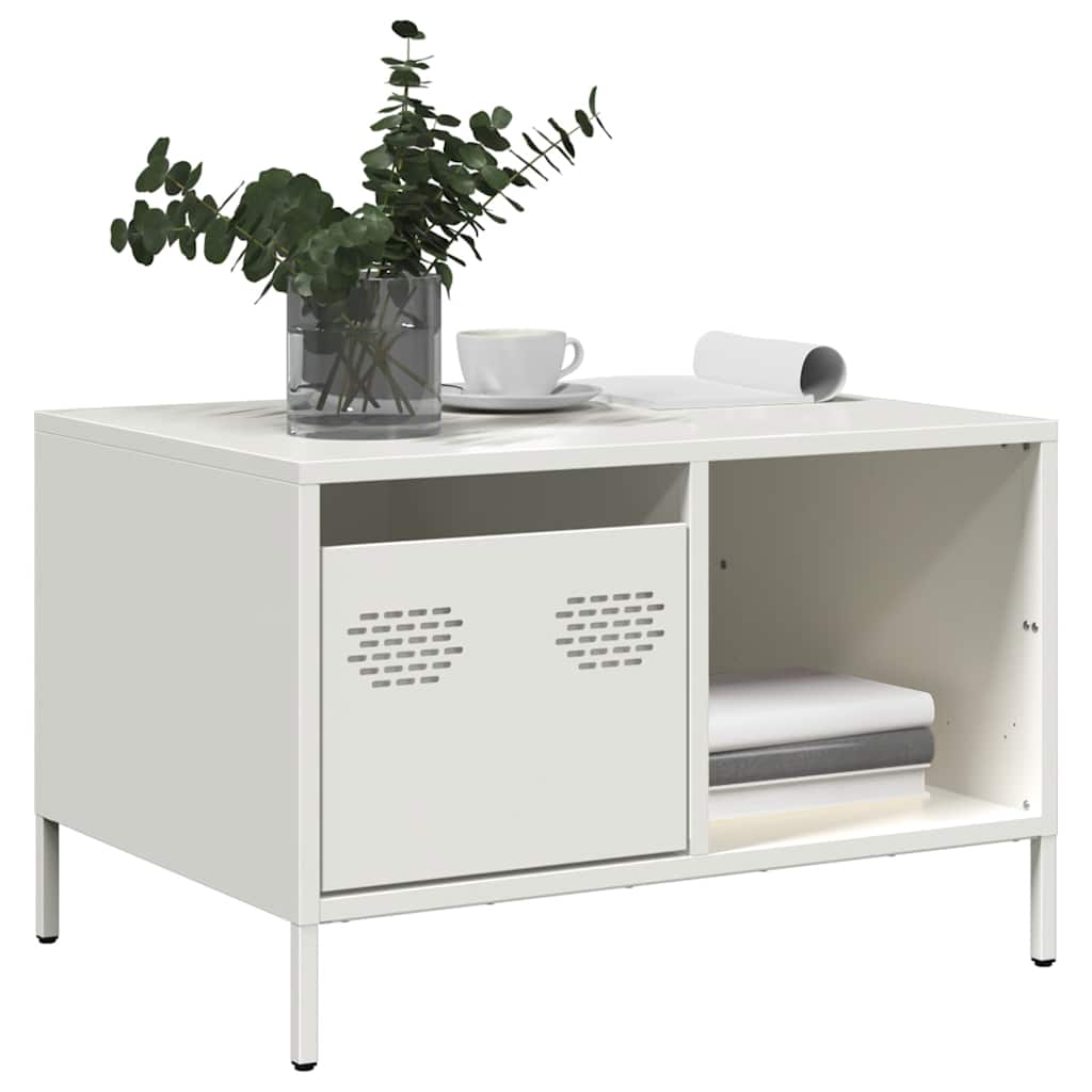 Table basse blanc 68,5x50x43,5 cm acier laminé à froid - Tables basses