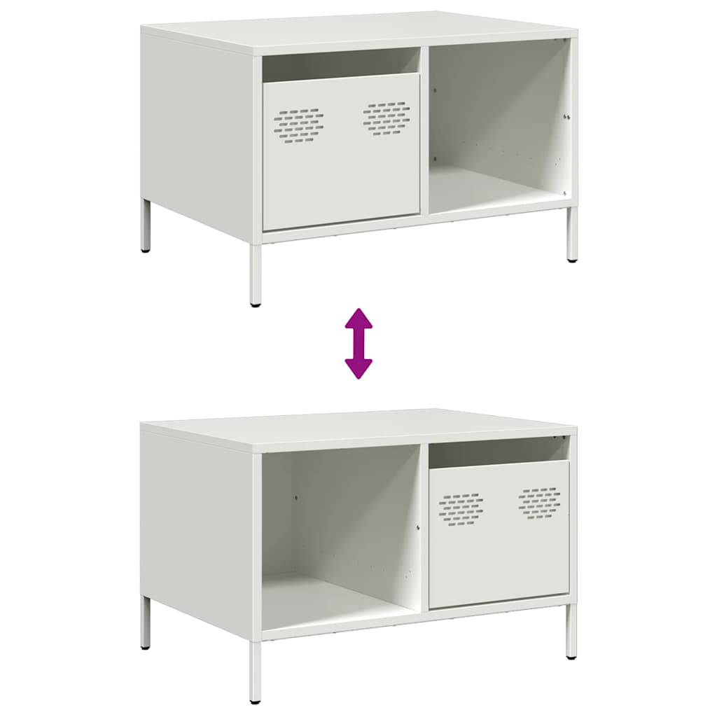 Table basse blanc 68,5x50x43,5 cm acier laminé à froid - Tables basses