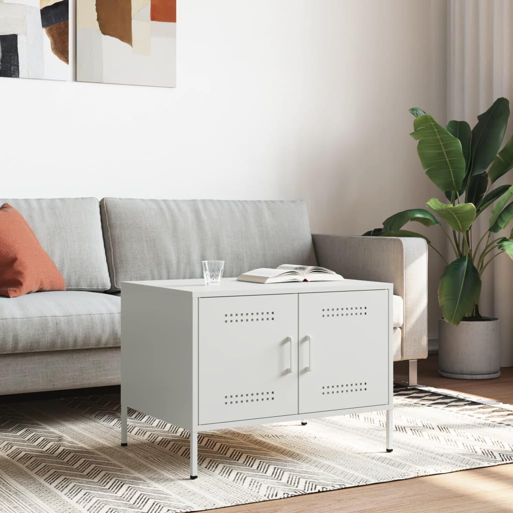 Table basse blanc 68x50x50,5 cm acier - Tables basses