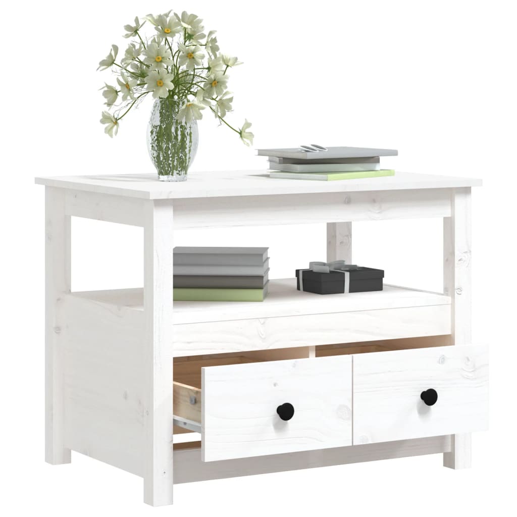 Table basse Blanc 71x49x55 cm Bois massif de pin - Tables basses