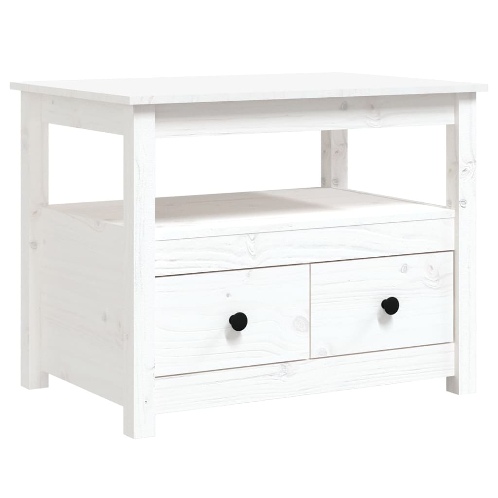 Table basse Blanc 71x49x55 cm Bois massif de pin - Tables basses