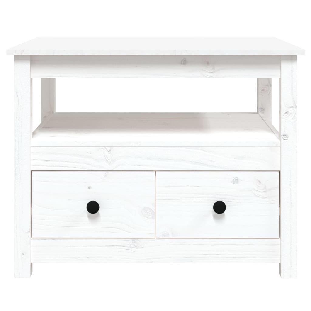 Table basse Blanc 71x49x55 cm Bois massif de pin - Tables basses