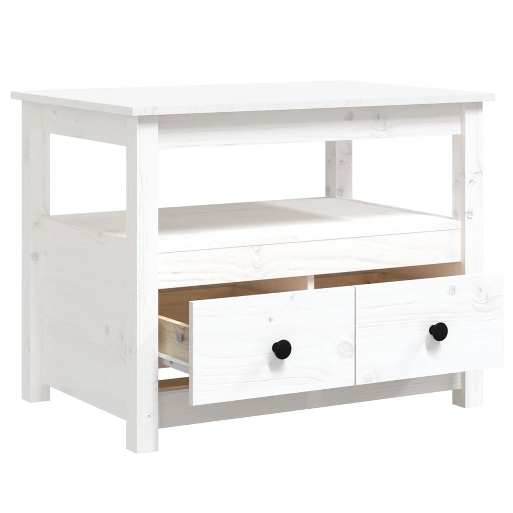 Table basse Blanc 71x49x55 cm Bois massif de pin - Tables basses