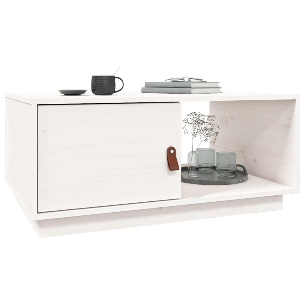 Table basse Blanc 80x50x35,5 cm Bois massif de pin - Tables basses