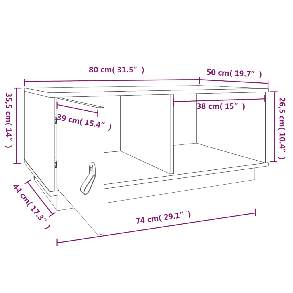 Table basse Blanc 80x50x35,5 cm Bois massif de pin - Tables basses