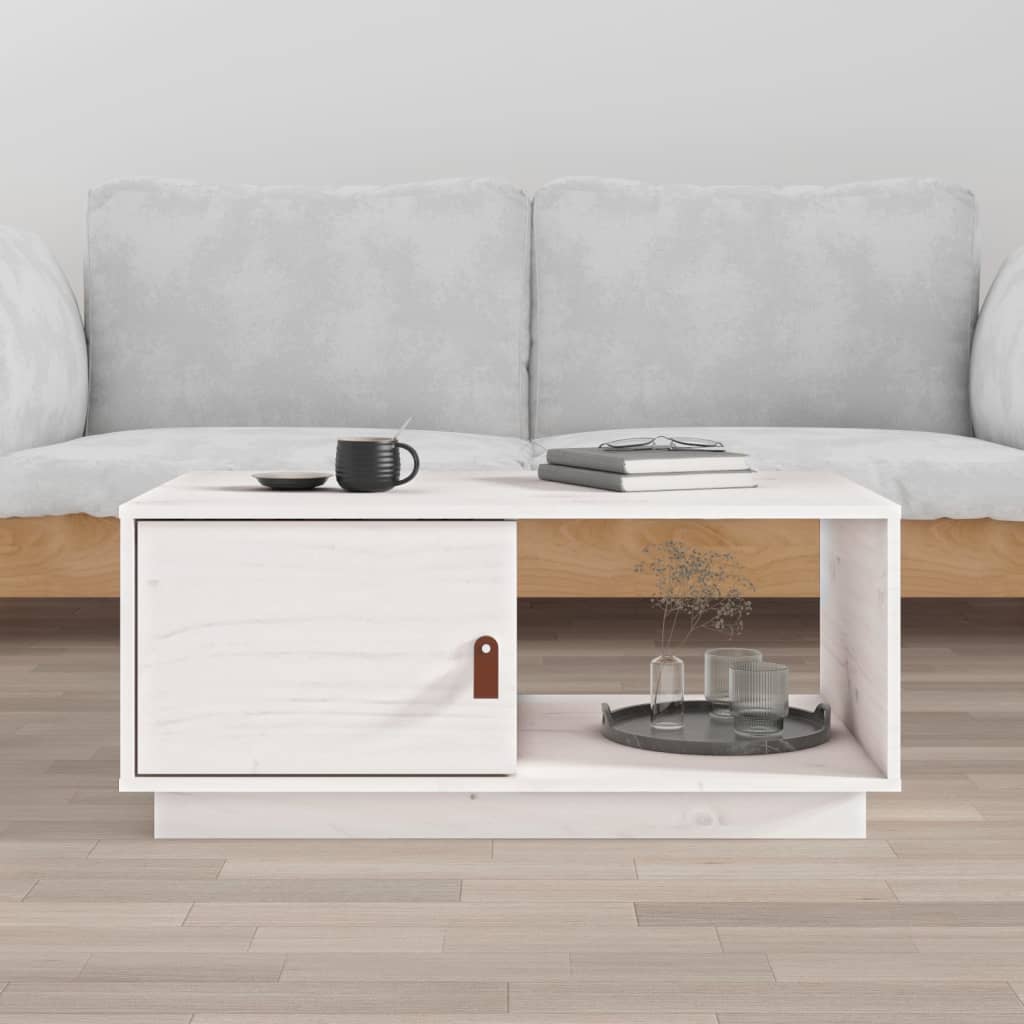 Table basse Blanc 80x50x35,5 cm Bois massif de pin - Tables basses