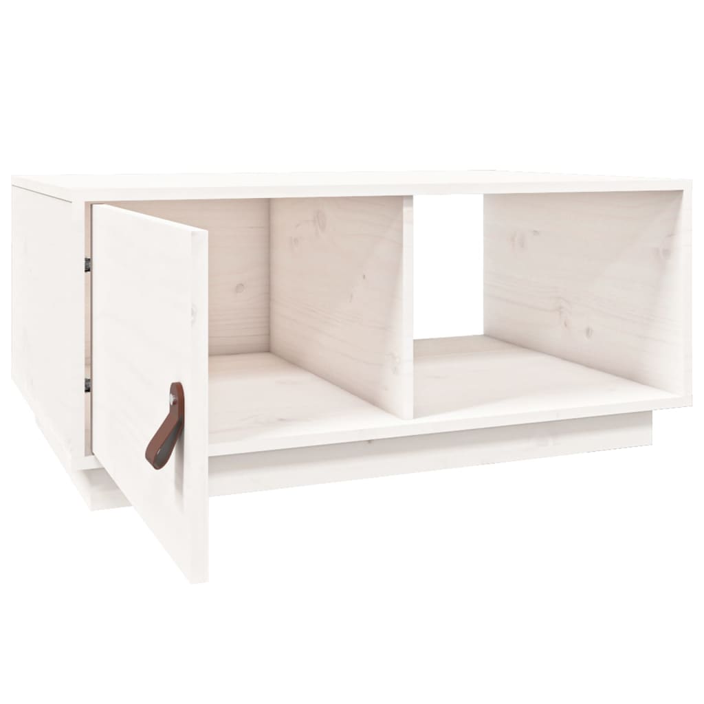 Table basse Blanc 80x50x35,5 cm Bois massif de pin - Tables basses