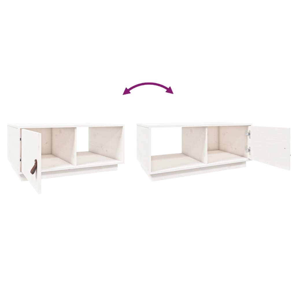 Table basse Blanc 80x50x35,5 cm Bois massif de pin - Tables basses