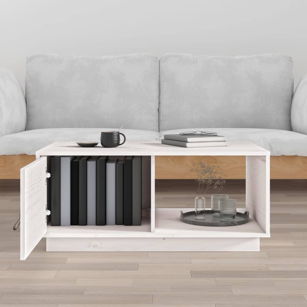 Table basse Blanc 80x50x35,5 cm Bois massif de pin - Tables basses