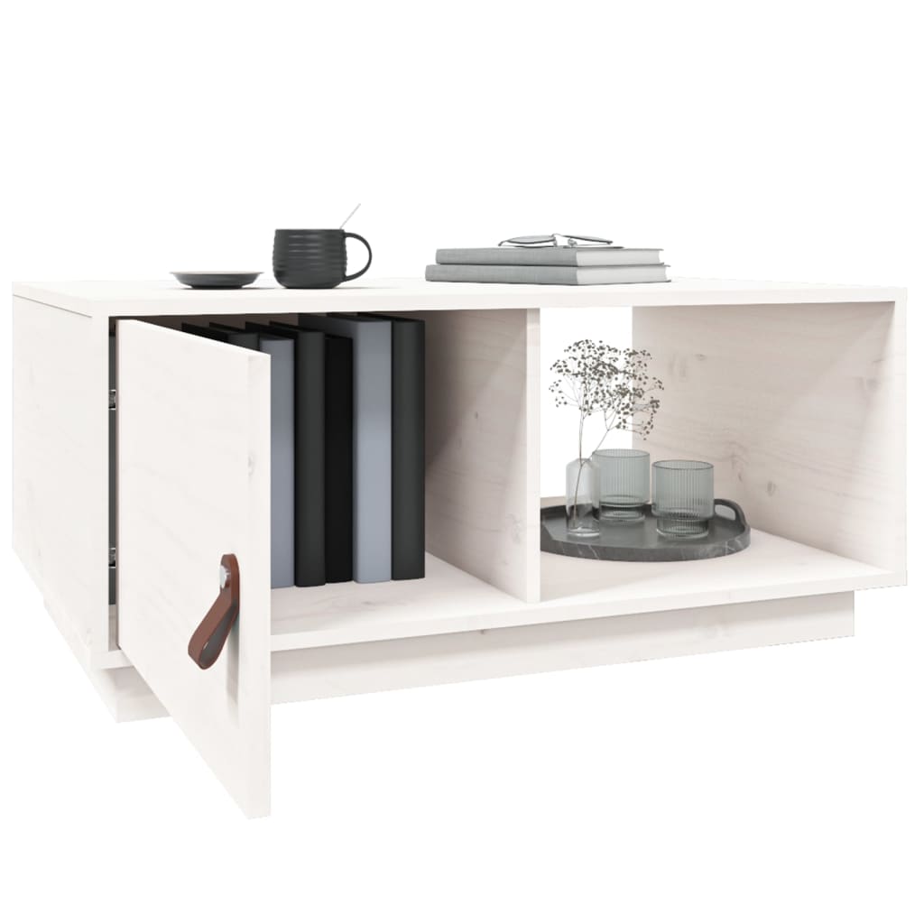 Table basse Blanc 80x50x35,5 cm Bois massif de pin - Tables basses
