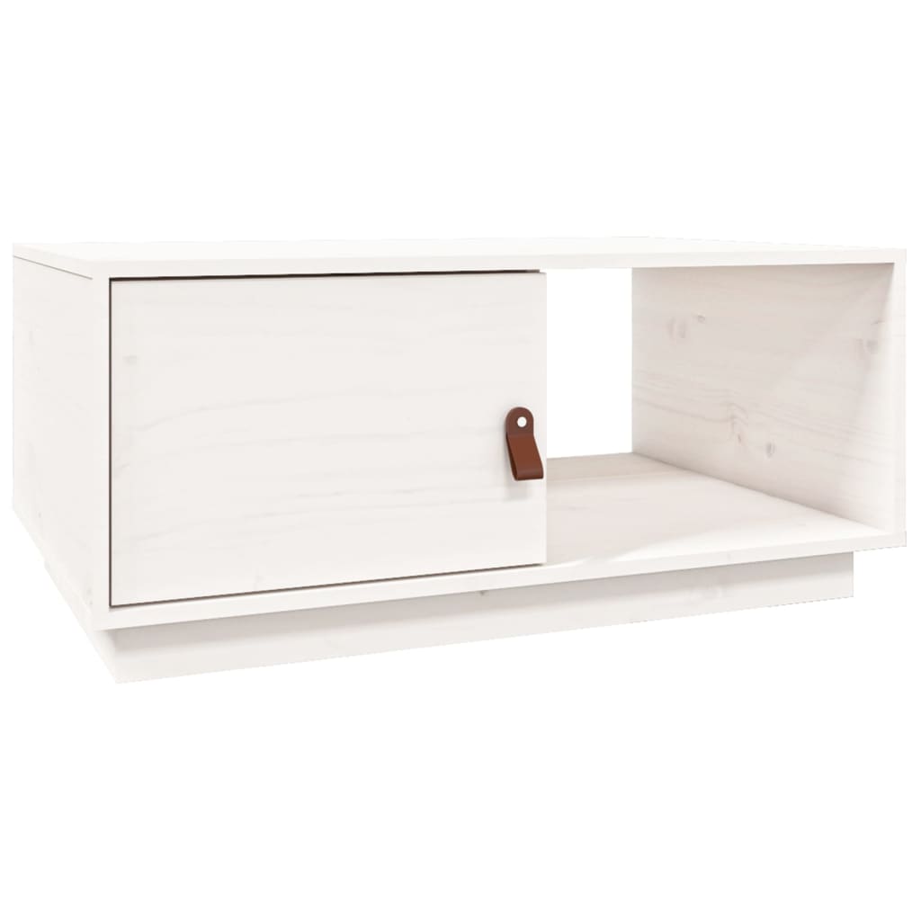Table basse Blanc 80x50x35,5 cm Bois massif de pin - Tables basses
