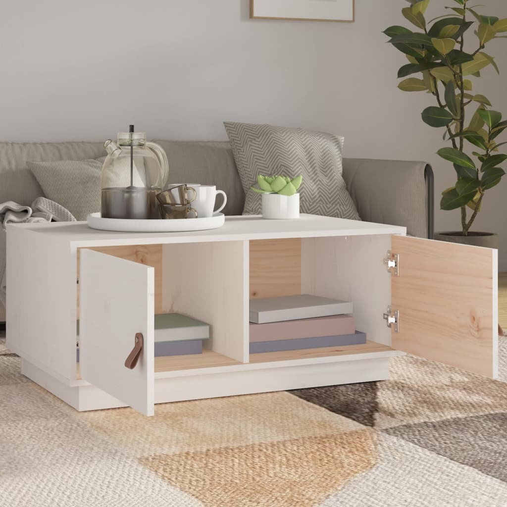 Table basse Blanc 80x50x35 cm Bois massif de pin - Tables basses