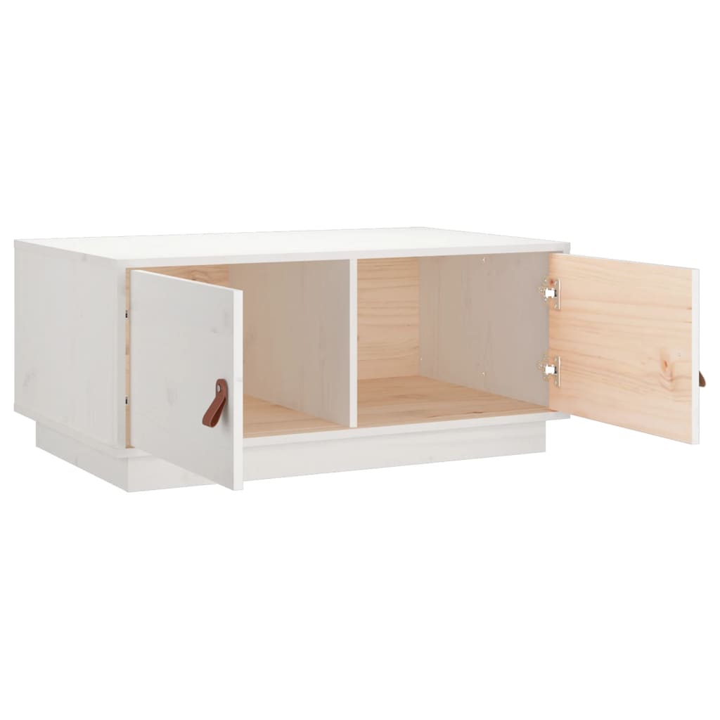 Table basse Blanc 80x50x35 cm Bois massif de pin - Tables basses