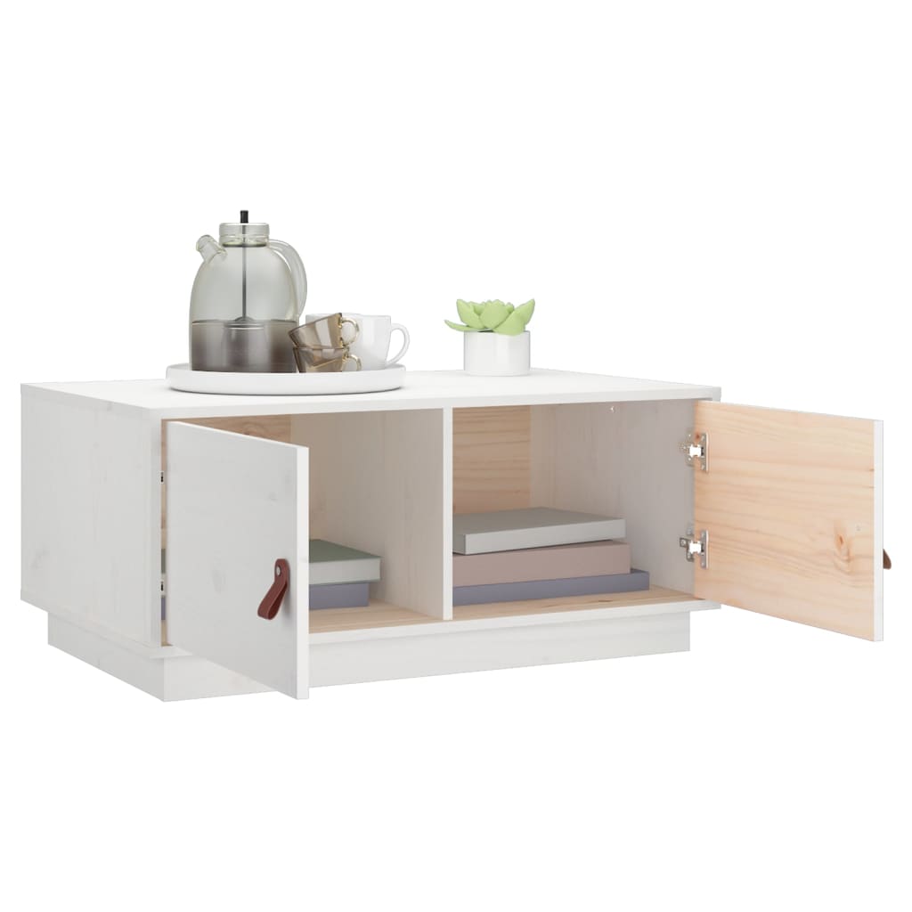 Table basse Blanc 80x50x35 cm Bois massif de pin - Tables basses