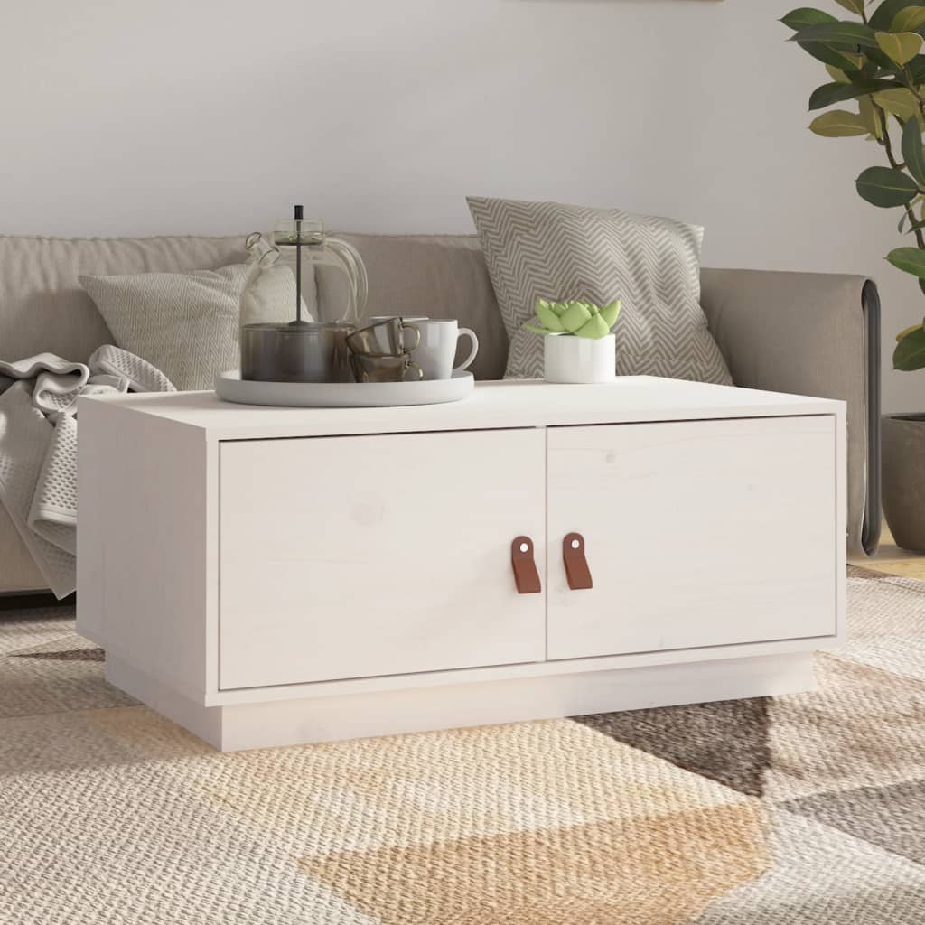 Table basse Blanc 80x50x35 cm Bois massif de pin - Tables basses