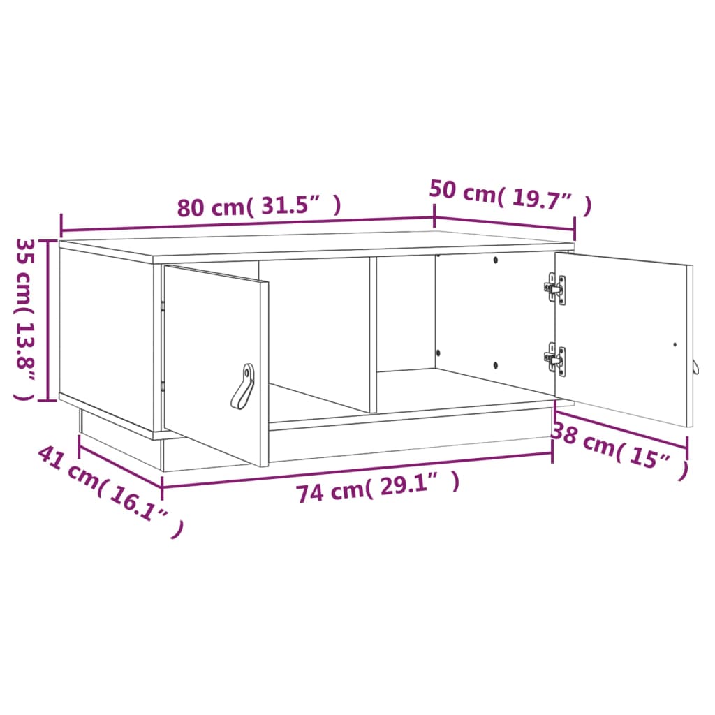 Table basse Blanc 80x50x35 cm Bois massif de pin - Tables basses