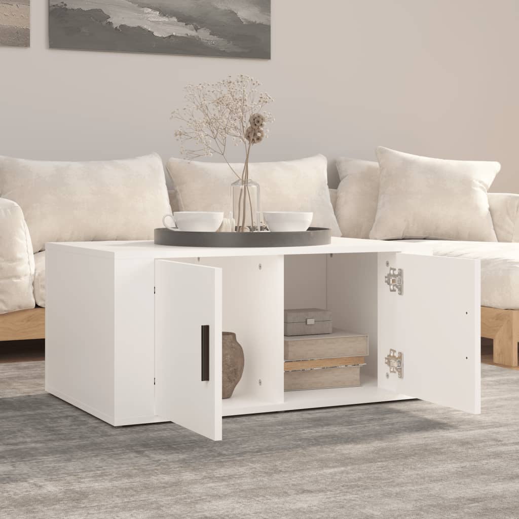 Table basse Blanc 80x50x36 cm Bois d’ingénierie - Tables basses