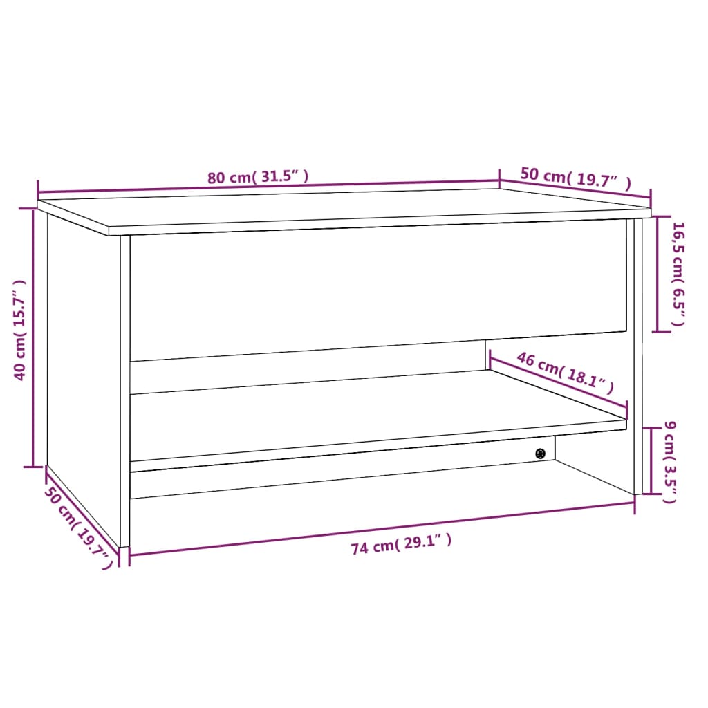 Table basse Blanc 80x50x40 cm Bois d’ingénierie - Tables basses
