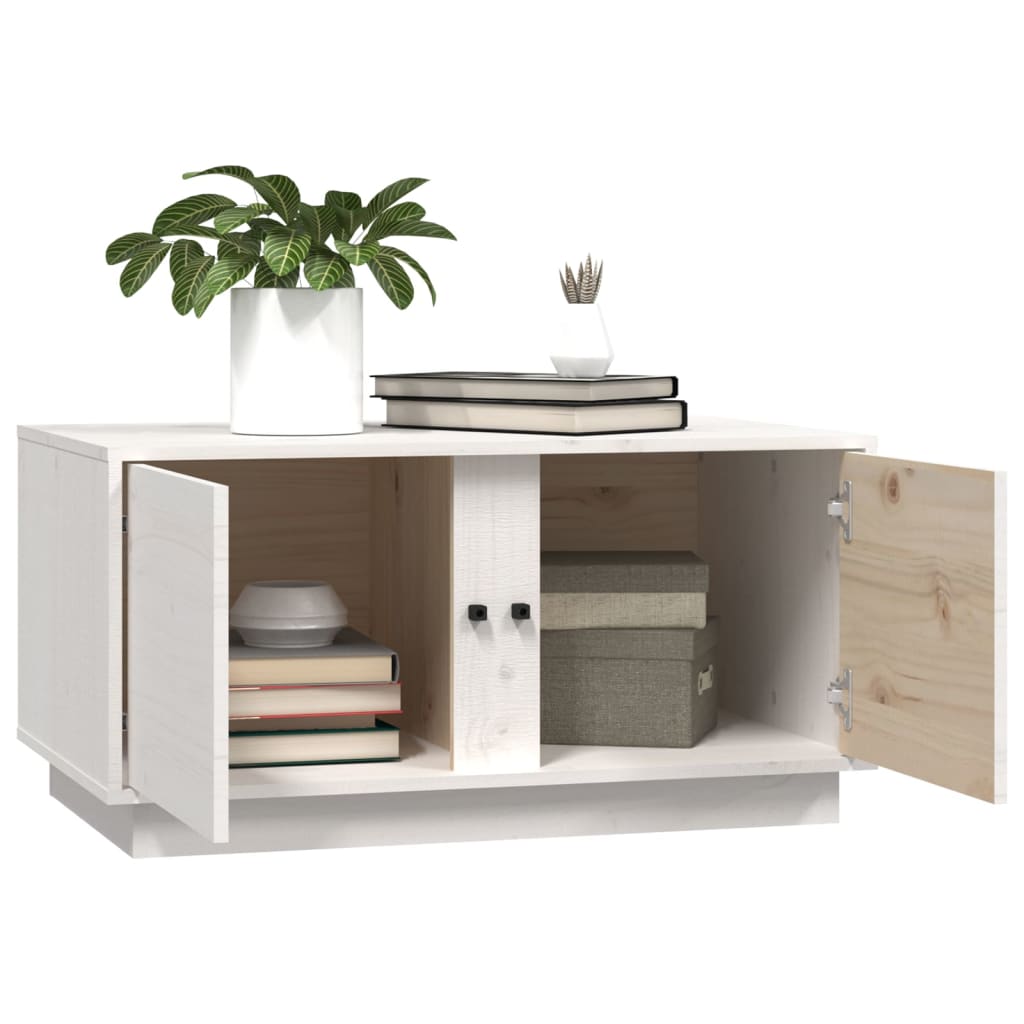 Table basse Blanc 80x50x40 cm Bois massif de pin - Tables basses