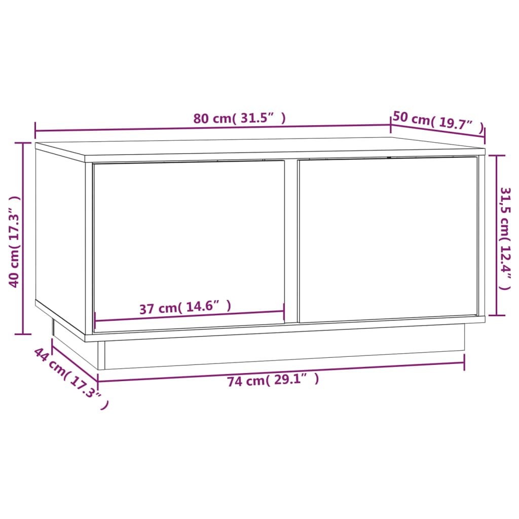 Table basse Blanc 80x50x40 cm Bois massif de pin - Tables basses