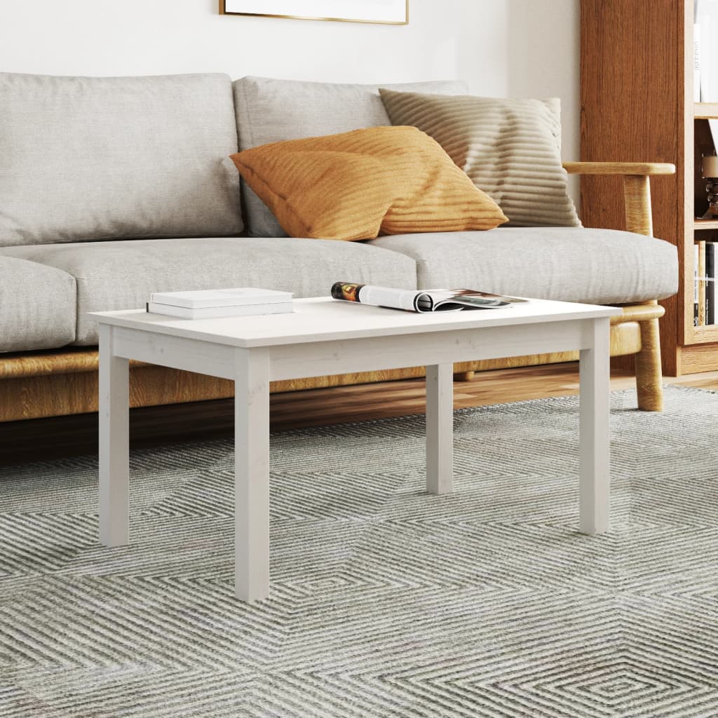 Table basse Blanc 80x50x40 cm Bois massif de pin - Tables basses