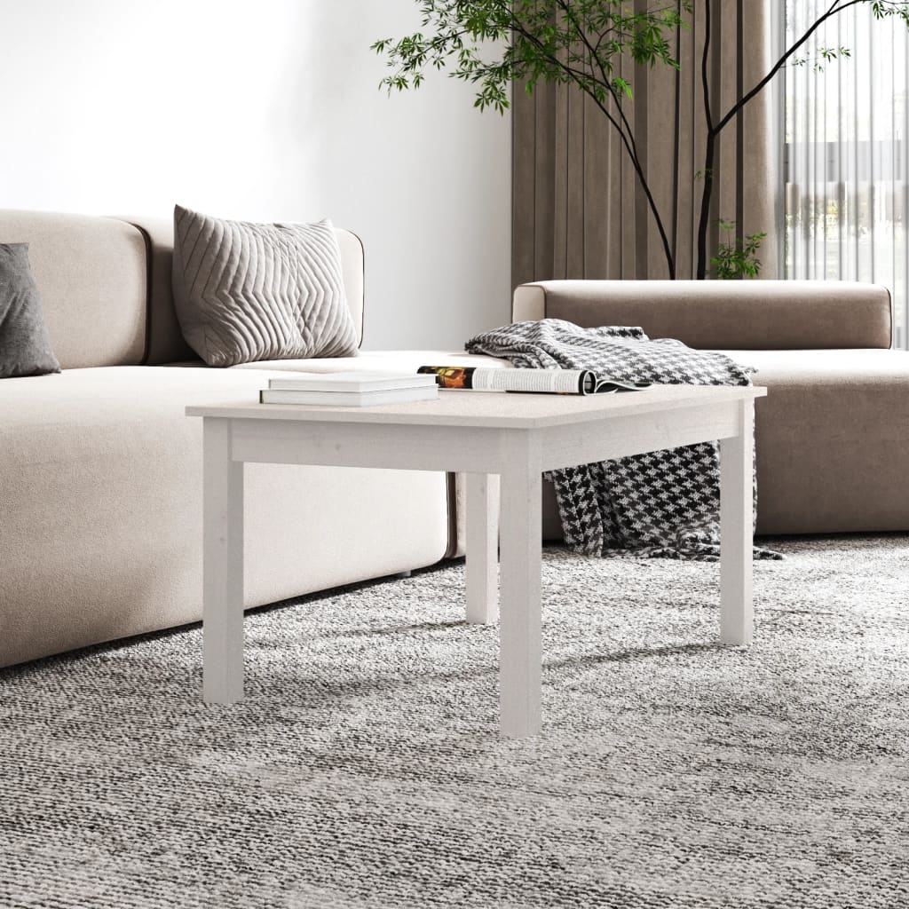 Table basse Blanc 80x50x40 cm Bois massif de pin - Tables basses