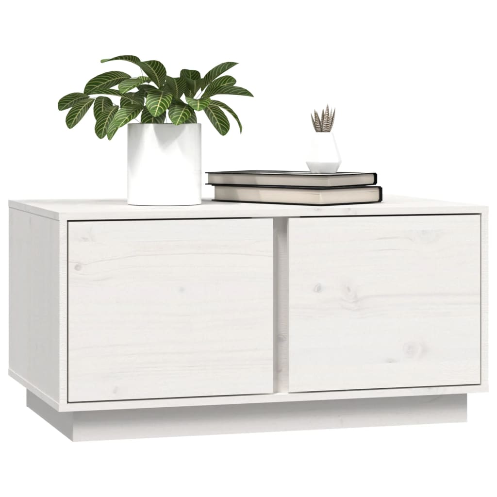 Table basse Blanc 80x50x40 cm Bois massif de pin - Tables basses