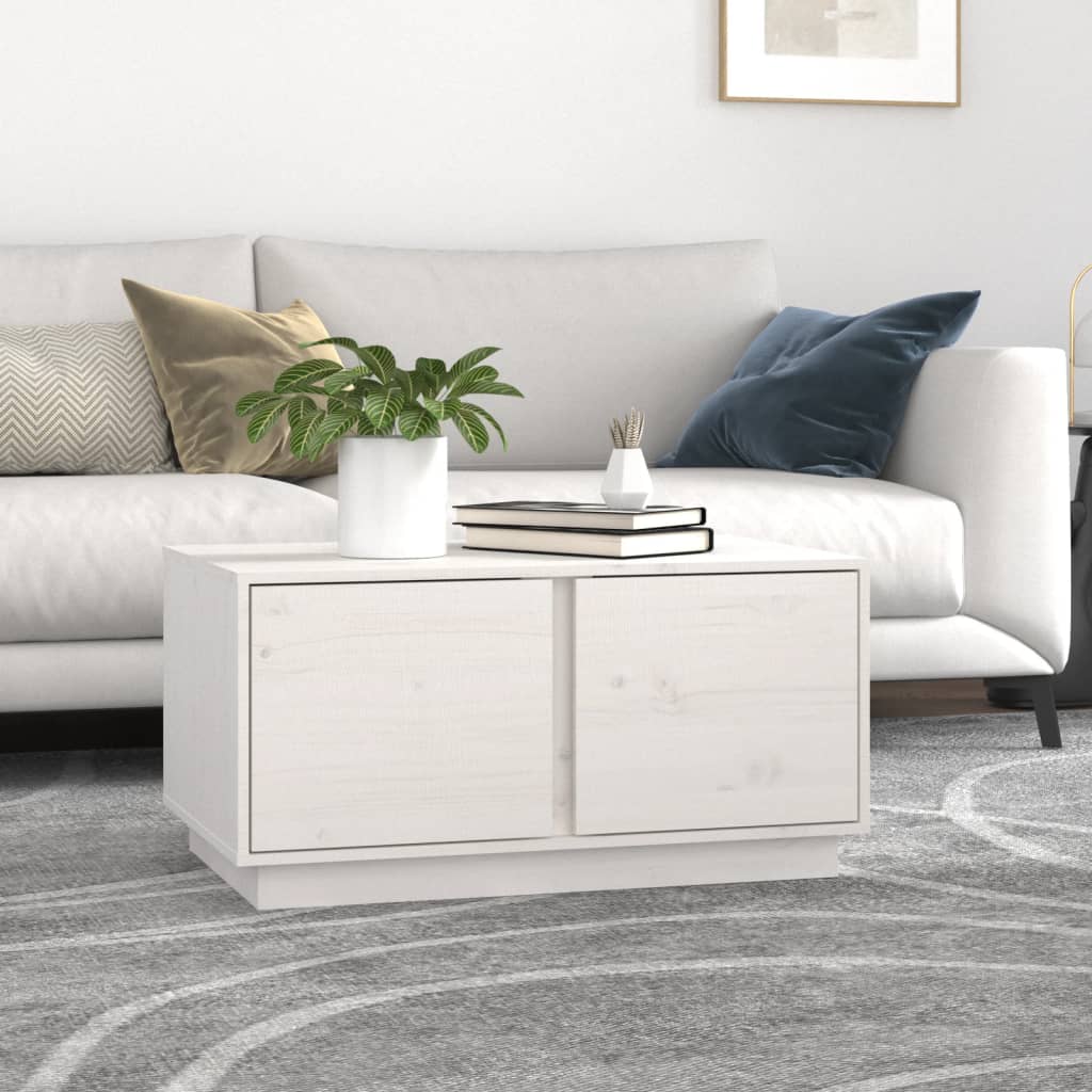 Table basse Blanc 80x50x40 cm Bois massif de pin - Tables basses