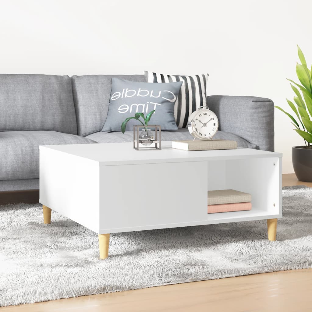 Table basse blanc 80x80x36,5 cm bois d’ingénierie - Tables basses