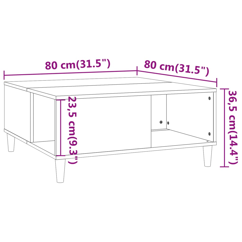 Table basse blanc 80x80x36,5 cm bois d’ingénierie - Tables basses