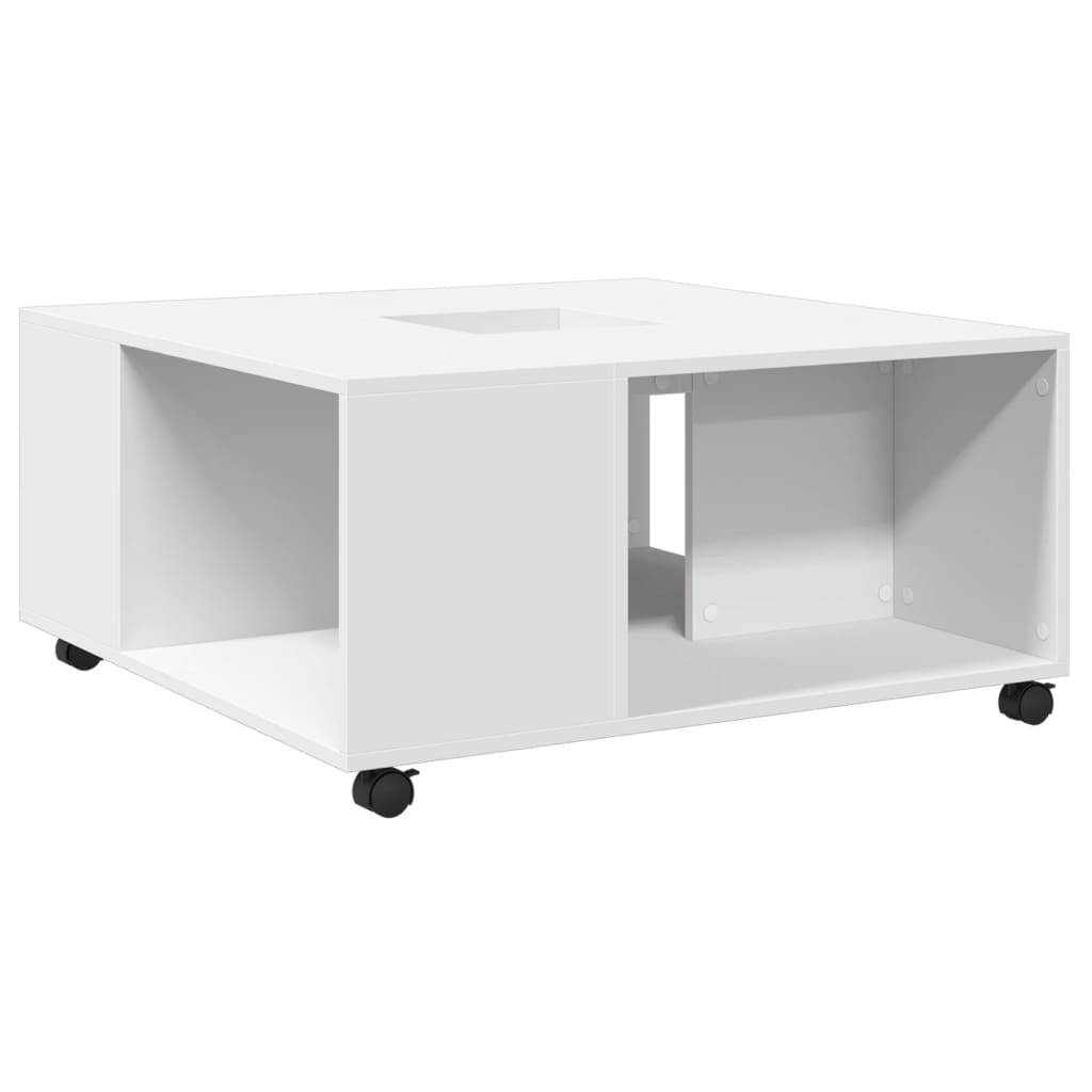 Table basse blanc 80x80x40 cm bois d’ingénierie - Tables basses