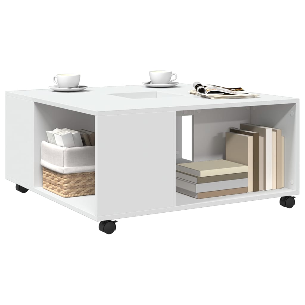 Table basse blanc 80x80x40 cm bois d’ingénierie - Tables basses