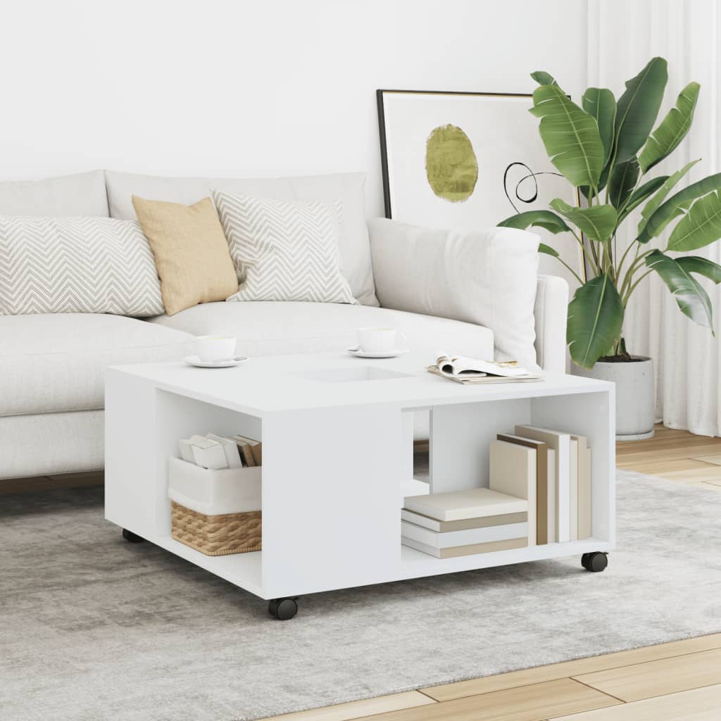 Table basse blanc 80x80x40 cm bois d’ingénierie - Tables basses